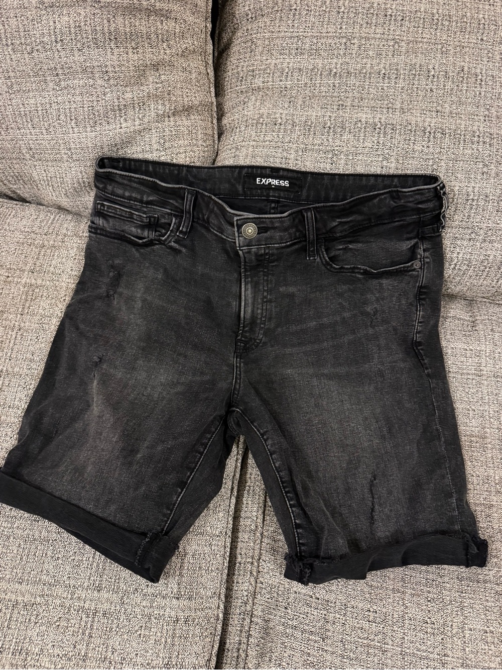 Express Black Washed Denim Shorts